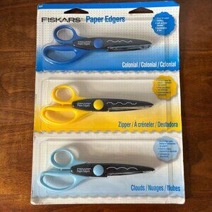 Sealed Fiskars Paper Edgers Set 3 Scissors Clouds Zipper Colonial Package Damage